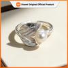 925 Sterling Silver Rings for Women Couple Minimalist Handmade Simple Leaf Pearl Ring Fine Jewelry Gift Prevent Allergy