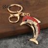 Rhinestone Pendant Keychain Pendant, Sparkling Rhinestones Dolphin Shape Keychain, Electroplated Surface Durable Charm Key Holder with Ring