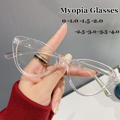 Damen Cat Eye Myopie Brille Anti Blau Licht Blockieren Computer Minus Brille Fertig Männer Optische Nahsicht Brille Dioptrien