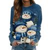 Women's Fashionable Casual Long-sleeved Retro Christmas Snowman Print Round Neck Top