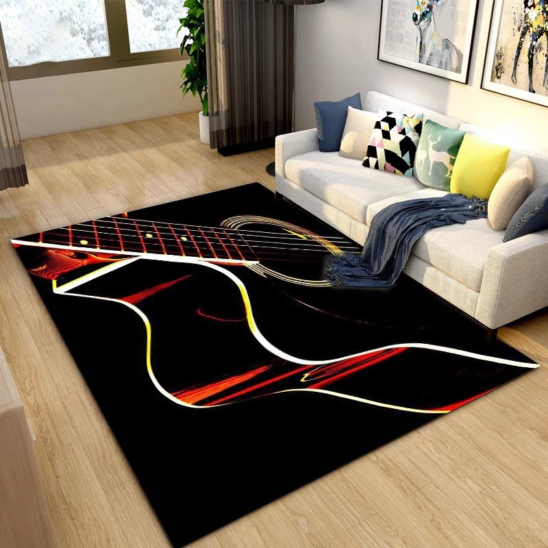 Tapete criativo 3d de água e fogo para guitarra, tapetes para decoração de sala de estar, quarto, cozinha, banheiro, tapetes antiderrapantes