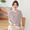 Stylish 2026 Ice Silk Summer T-shirt for Mothers - Short-Sleeved Knitted Top for Middle-Aged & Elderly Women.