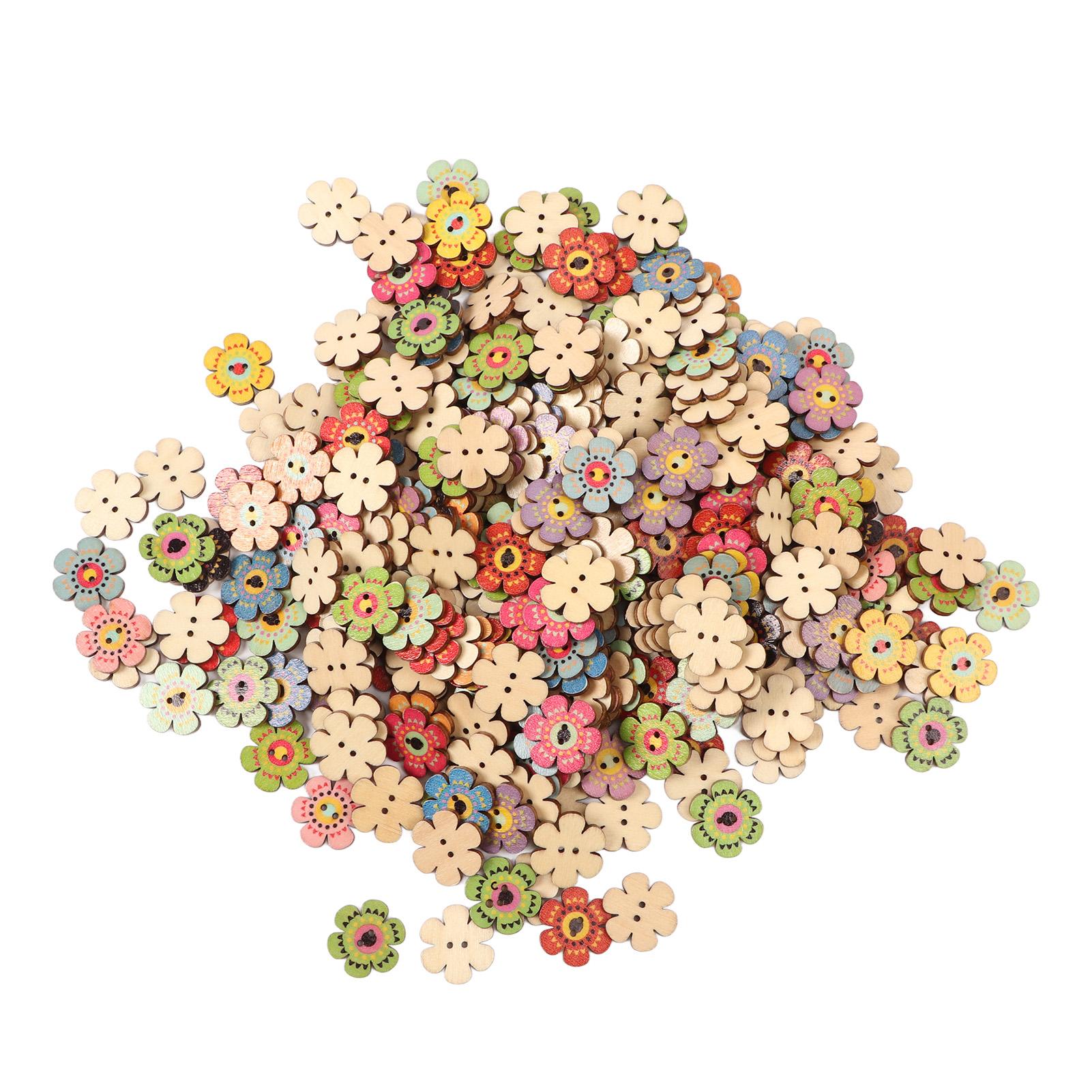 

Цветочные пуговицы Ретро Богатые стили Яркие цвета Прочные деревянные Широкое применение Кнопки для рукоделия 300Pcs(20mm)