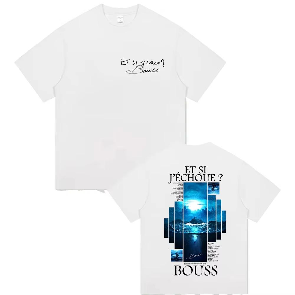

Rapper BOUSS ET SI JECHOUE Tour 2026 Graphic T Shirts Mens Retro Hip Hop Short Sleeve Tshirts Pure Cotton Tshirt Streetwear XL