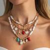 SHIXIN 3 Pcs/Set Boho Baroque Imitation Pearl Chain Necklace for Women Trendy Beach Starfish Scallop Pendant Choker Jewelry Gift