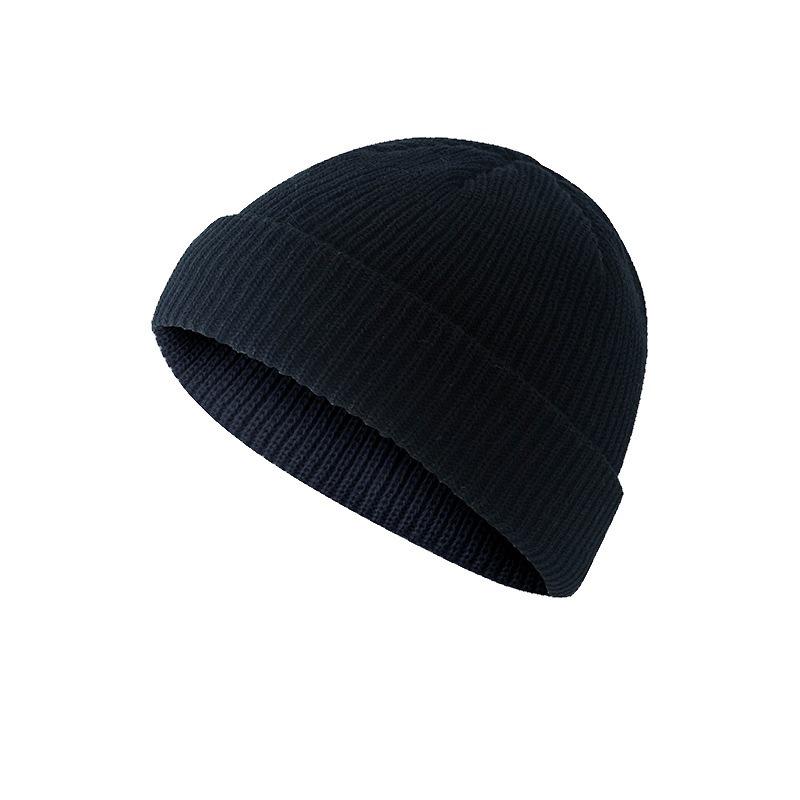 Solid color knitted hat men's autumn and winter hip-hop hat short trendy brand big head circumference warm wool cold hat