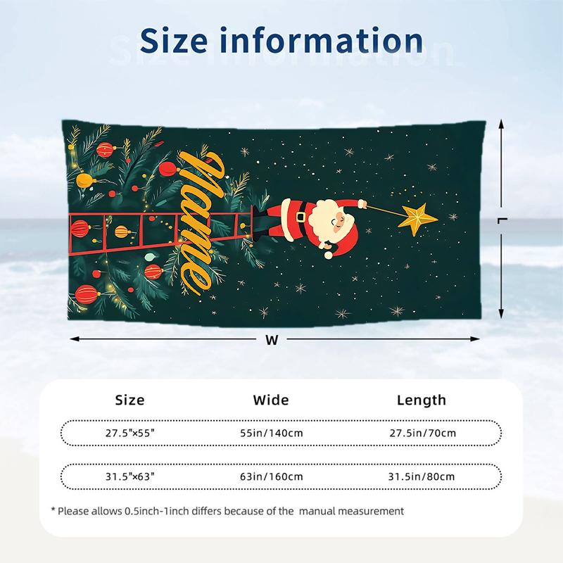 Warm Christmas Custom Name Printed Beach Towel Personalized Soft Towel For Swimming Beach Travel