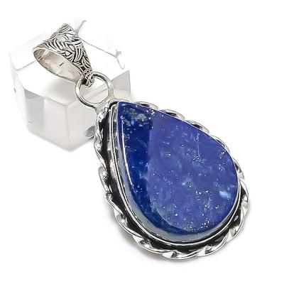 Natürlicher Lapislazuli Edelstein 925 Sterlingsilber Schmuck Anhänger 1.93" B0l11