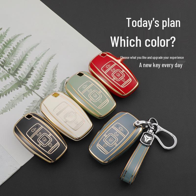 Lincoln Key Case for Aviator, Navigator, MKZ, Continental - TPU Gold Edged Protective Shell with Buckle