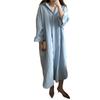 Korean Light and Elegant Lazy Style Super Long Shirt-style Long Dress Cotton and Linen Sunscreen Clothes Are Simple Over the Knee
