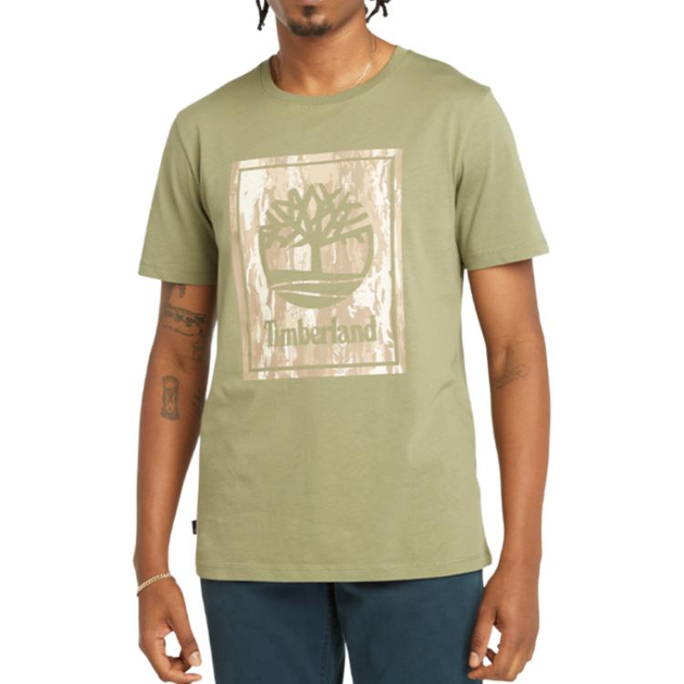 Timberland Printed Design Casual Comfortable Short Sleeve T-Shirt Men tops Cassel-Green A42VF590