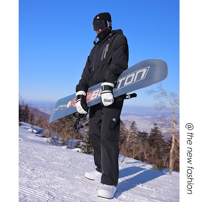 

«Зимний водонепроницаемый горнолыжный костюм»: Унисекс, плотный и теплый, двухкомпонентный с капюшоном для занятий спортом на открытом воздухе. S