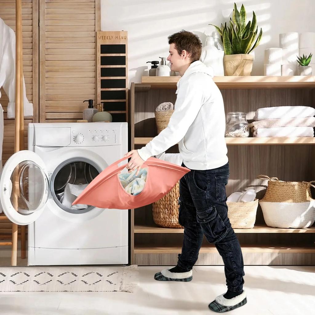 Ins 26-inch Laundry Storage Basket Foldable Pop-up Basket Dirty Clothes Bag Portable Container Home Space Saving Organizer