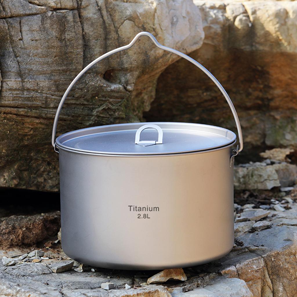 Lixada 2.8L Topf Tragbarer Hänge Topf mit Deckel Outdoor Camping Wandern Rucksacktouren