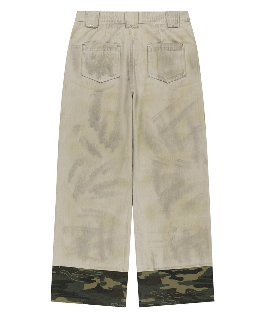 Podeowedeo Camo Color Block Wide Pants (Dirty Beige)