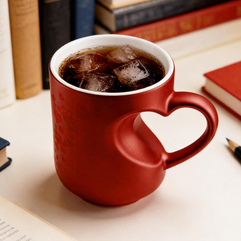 Tazza che cambia colore 325ml Forma di cuore Tazza d'acqua Ceramica Novità Tazze da caffè con manico, Regali romantici creativi per coppie