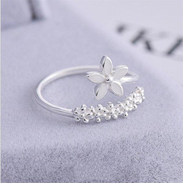 Rosa romantische Blumenringe für Frauen, glänzender Zirkon, Kirschblütenzweig, Muschel-Fingerring, Hochzeit, Weihnachten, ästhetischer Schmuck
