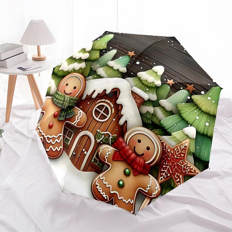 Reiseregenschirm im Lebkuchenmann-Design - 8 Rippen, Automatisches Öffnen und Schließen, Tragbares faltbares Design, Kompakter und stilvoller Regenschirm Geeignet