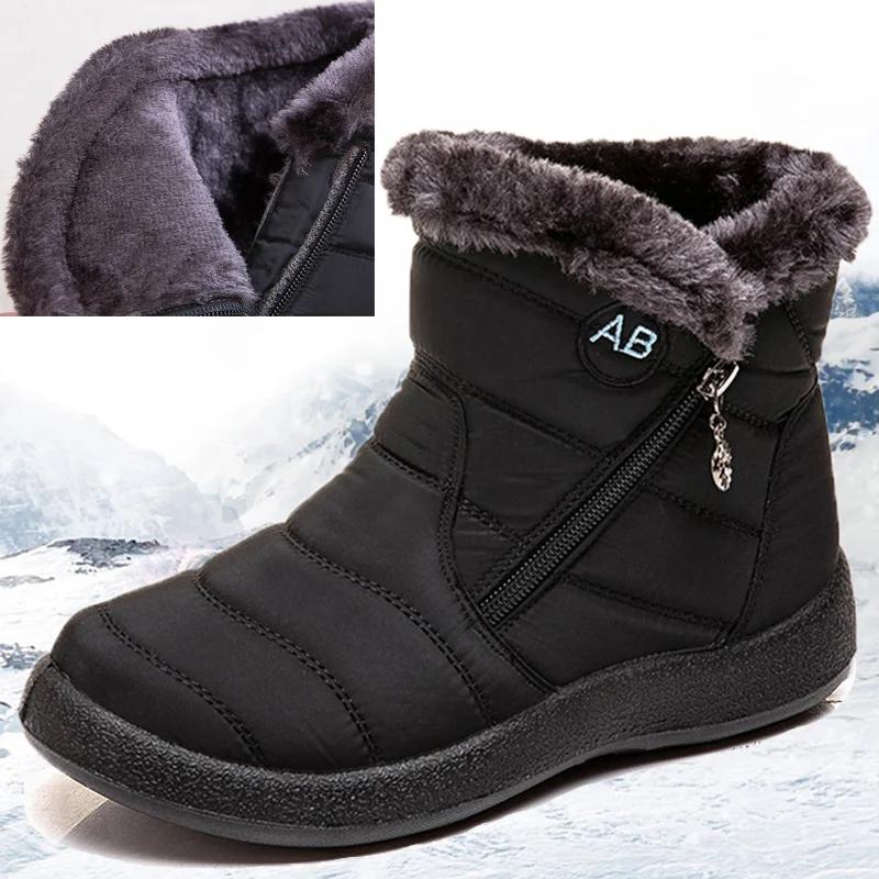 Bottes de Neige pour Femmes Bottes Mode pour Femmes Chaussures à Plateforme à Enfiler Bottines Imperméables Peluche Chaussures d'Hiver Botas Mujer
