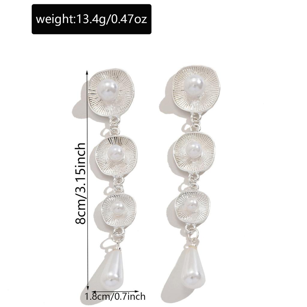 Light luxury high-grade cold wind pearl fringed earrings multi-color simple long irregular earrings