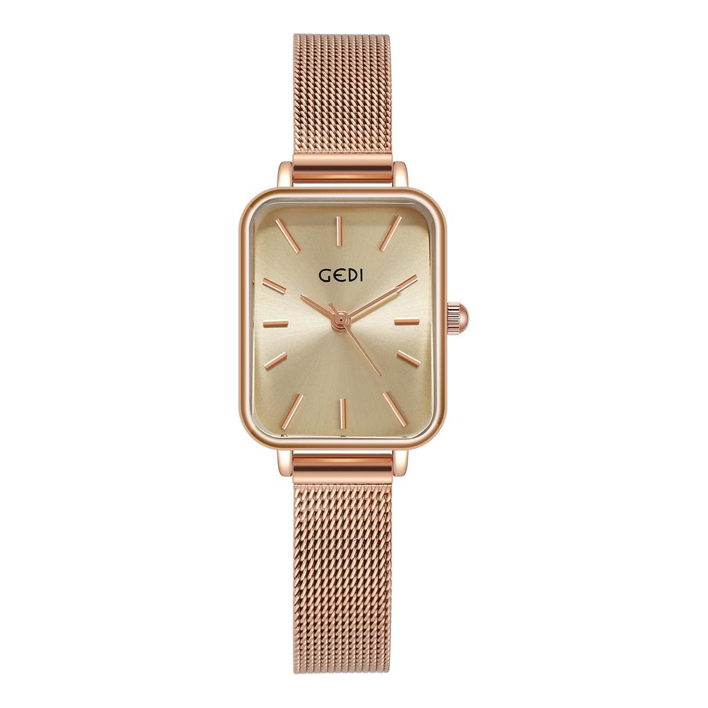 Small Square Plate Simple Temperament Ultra-Thin Quartz Stainless Steel Waterproof Mesh Belt Women'S Student Watch