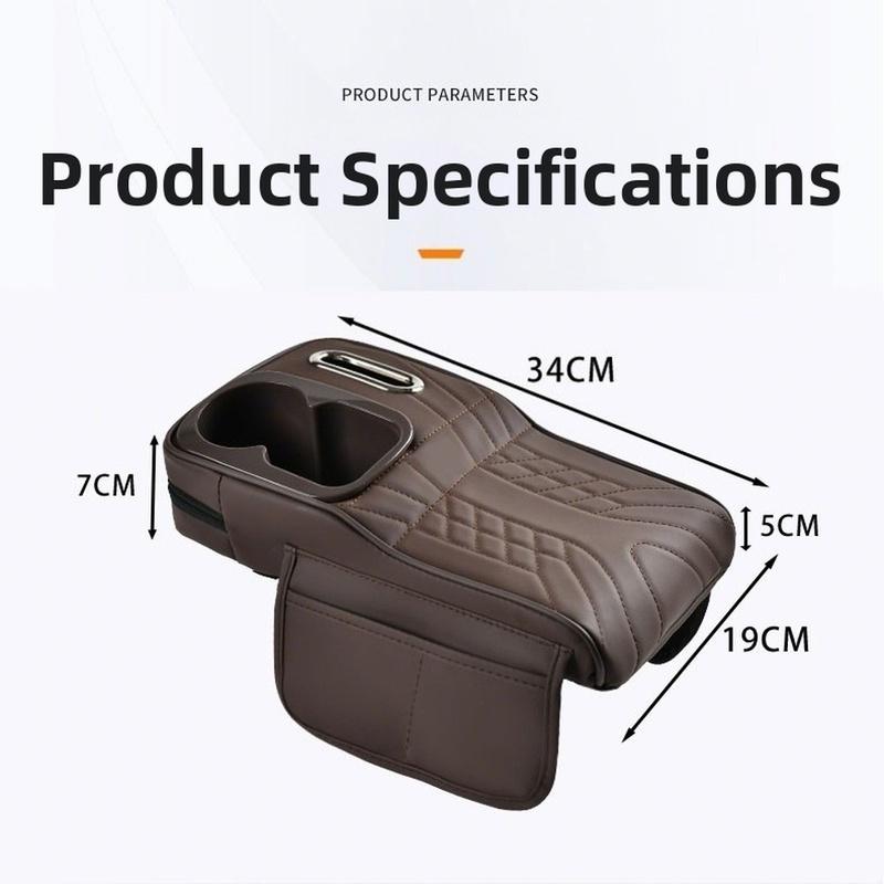 Car Armrest Box Height Increase Cushion Pad With Cup Holder & Storage Organizer Adjustable Automotive Interior Accessories