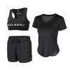 Women's Quick-Dry Yoga Set: Hollow Out Top with Short Sleeves and Tight Pants - 3-Piece Summer Fitness Outfit
