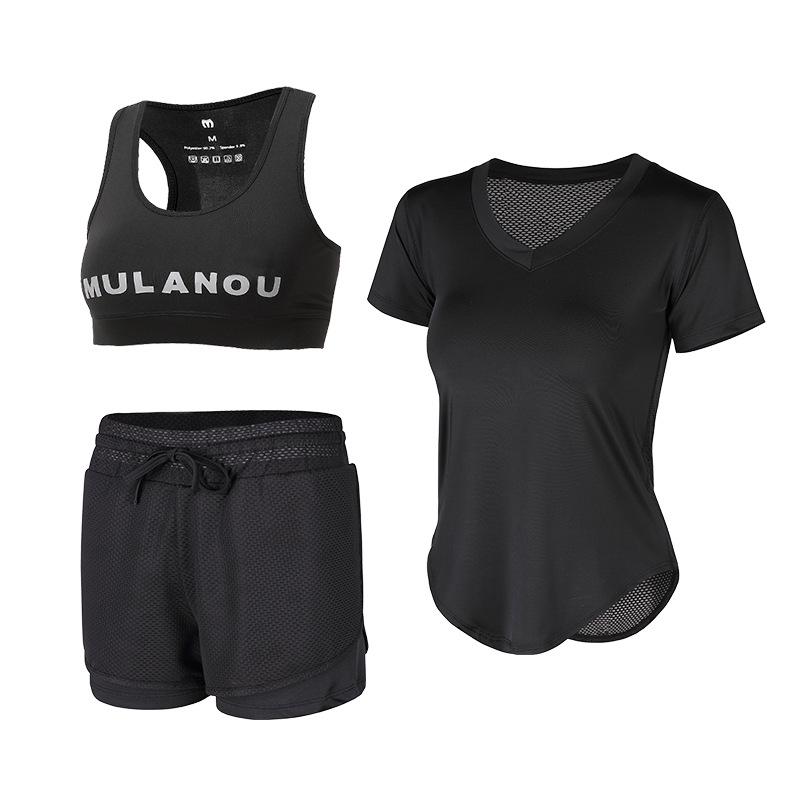 Women's Quick-Dry Yoga Set: Hollow Out Top with Short Sleeves and Tight Pants - 3-Piece Summer Fitness Outfit
