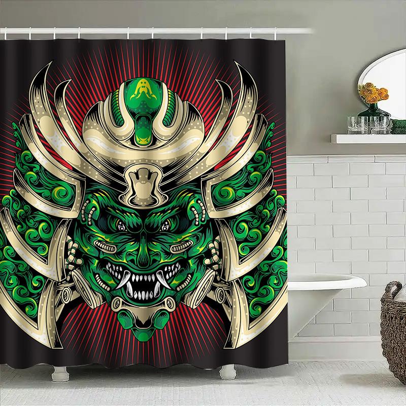 

Tuniu Cool Japanese Oni Demon Shower Curtain Unique Art Room Bathroom Decor Black Design W60H190(CM)-1 Pcs