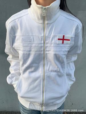 Unisex White Lapel Embroidered Jacket - Trendy Spring/Autumn England Training Coat