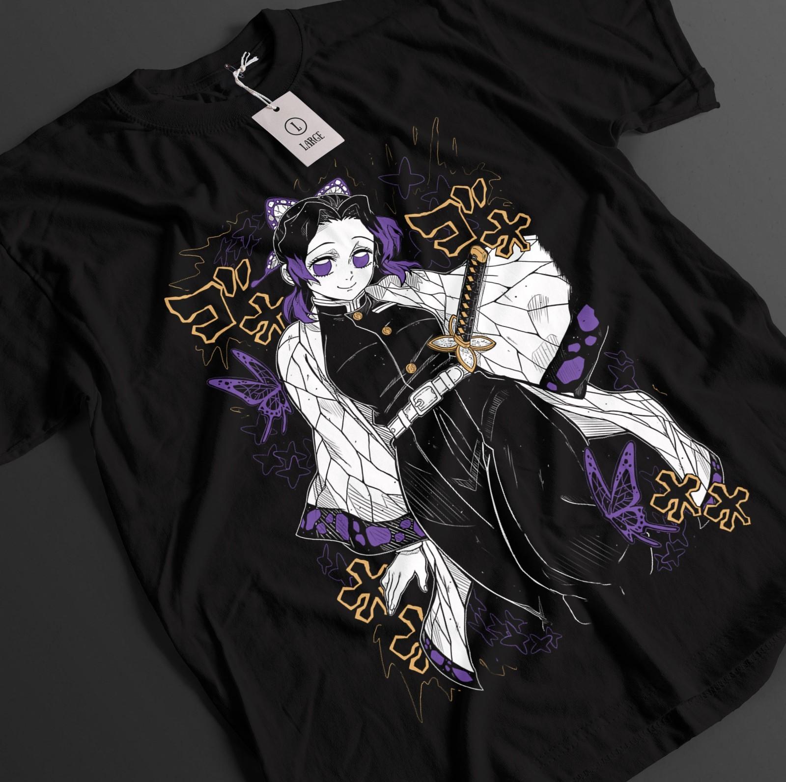 

Demon Slayer Shirt Shinobu Kocho T-Shirt Mens Womens Tees Top Tanjiro Anime Inosuke Doma Muzan Tee S