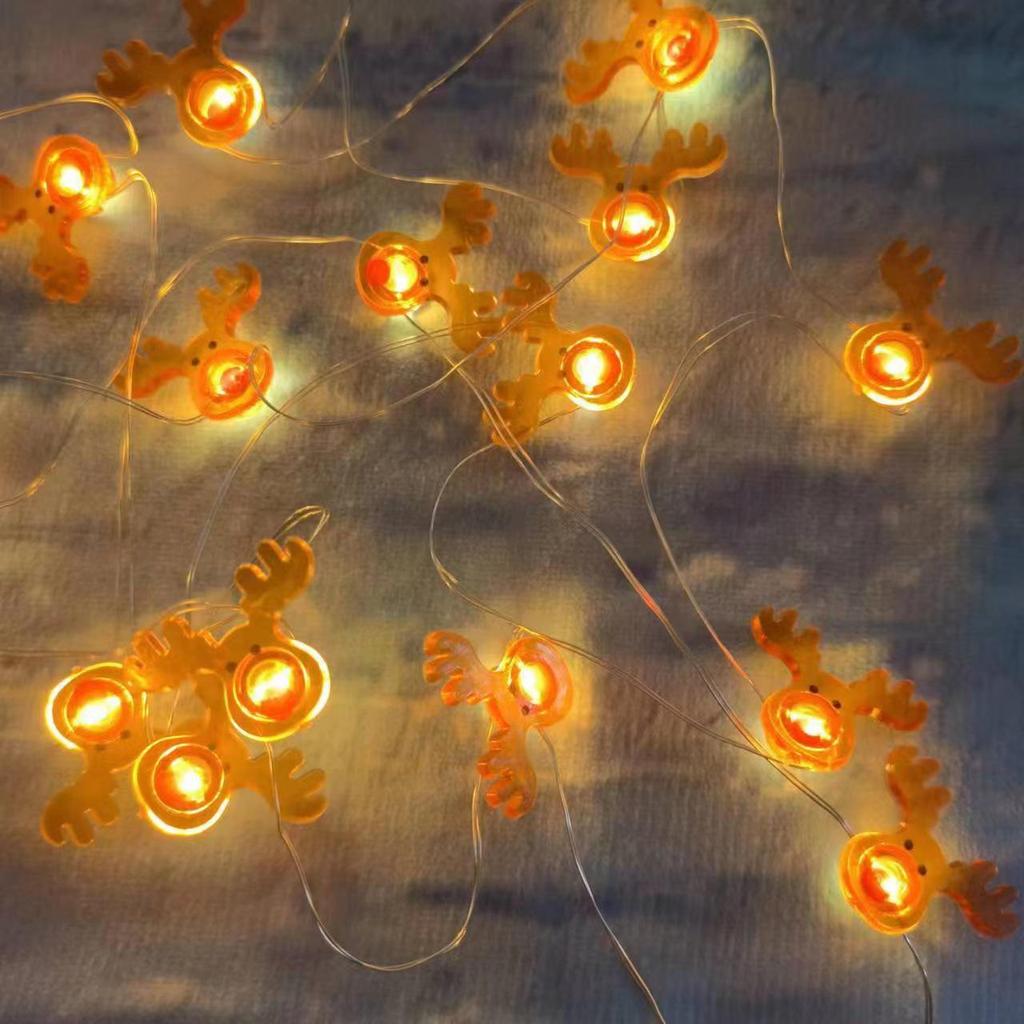 Christmas LED Lights: Santa, Snowman, Reindeer, Black Hat, Candy Cane, Gift Box, Bells with Copper Wire Fasteners