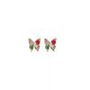 Color Zircon Butterfly Stud Earrings Women's Summer Sweet Temperament Stud Earrings Niche Design Sense Versatile Cute Explosive Earrings