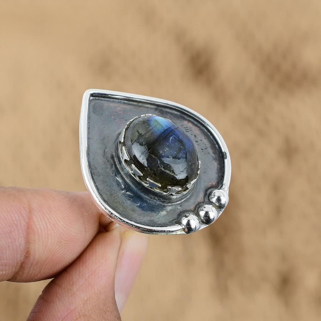 Mothers day Sale Sterling Silver Labradorite Stone Sister Third Eye Chakra Ring