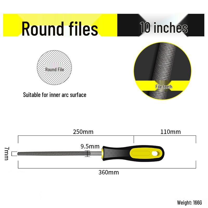 Multifunctional Steel File Set: Triangular, Half-Round, Round, Flat, Board, and Rasp Files