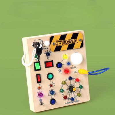 Wooden Toy LED Switch Simulation Circuit Board Busy Board Early Education Educational Toy Montessori Teaching Aids