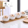 Ceramic Seasoning Jars Set with Bamboo Tray