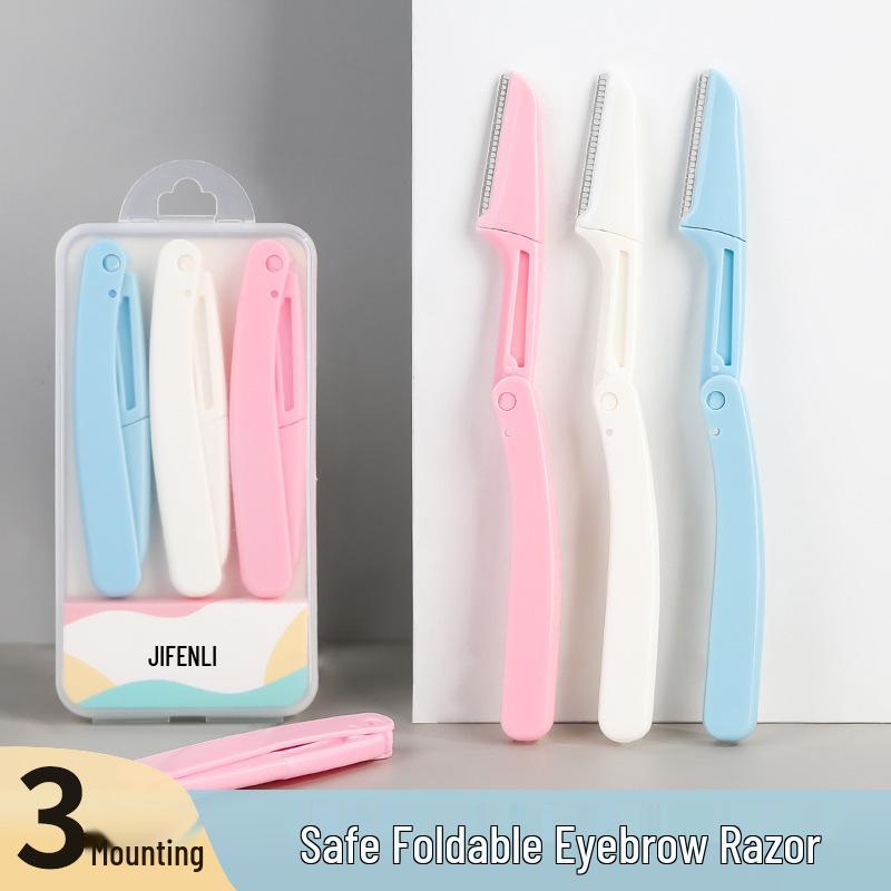 

Mini Folding Eyebrow Razor Set - Portable, Replaceable 3-Piece Makeup Tool Standard