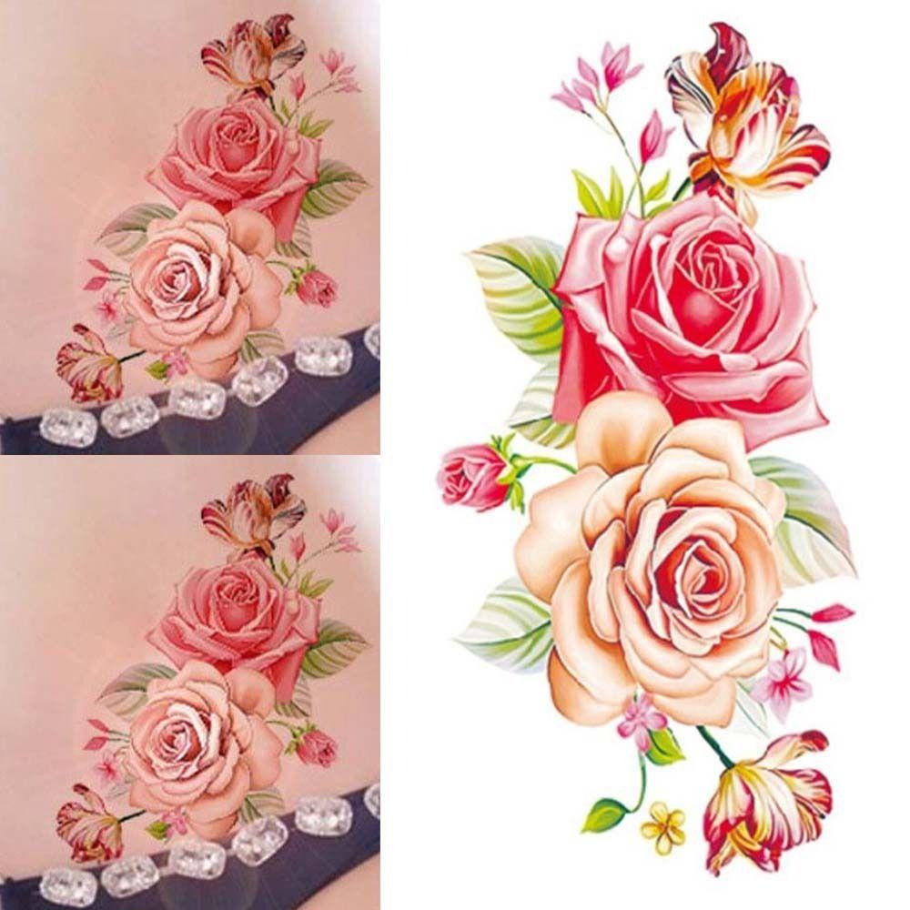 Lotus Green Leaf Flower Temporary Tattoo Stickers Floral Fake Tattoos Leg/ Arm/ Hand/Foot