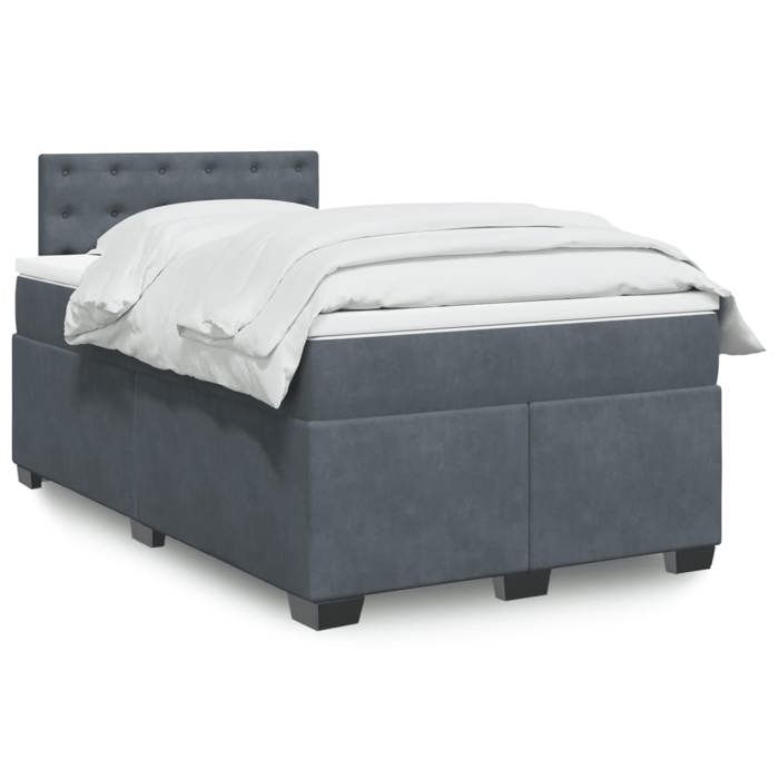 VidaXL Sommier à lattes de lit et matelas gris foncé 120x190cm velours, lit, lit à plate-forme, lit à panneaux, meuble de 3288571