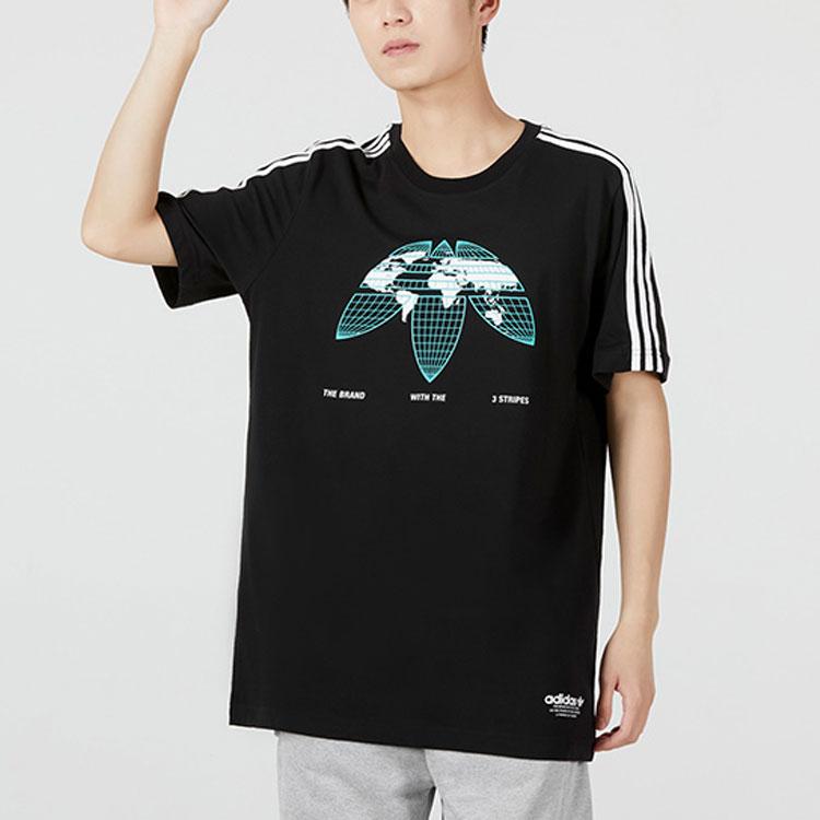 Adidas Originals Trefoil Logo Print Slim Fit Short Sleeve Tee Men Tops Black HF4906