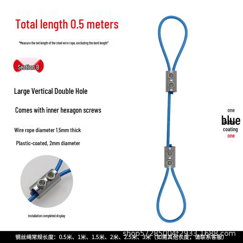 Adjustable Steel Wire Rope with Plastic Coating - Light & Picture Hanging System with Lock Buckle