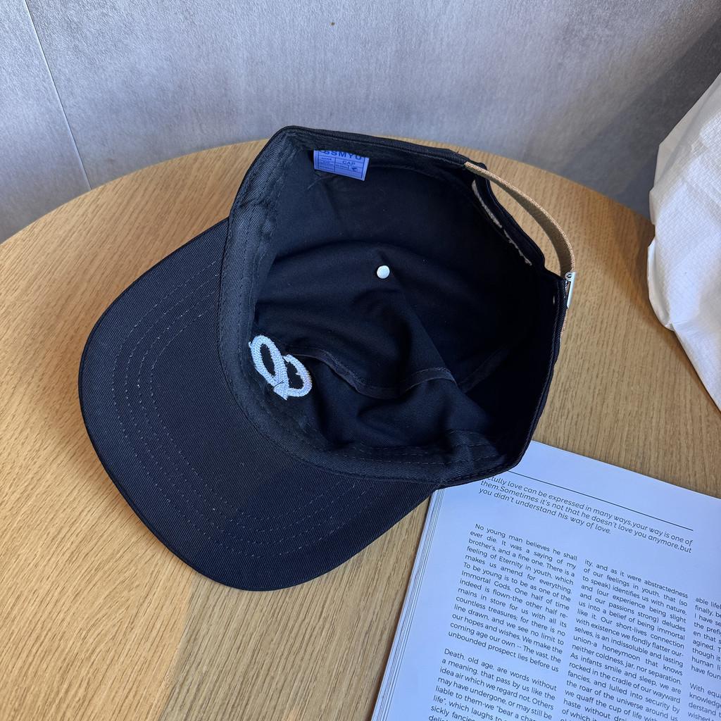 Embroidery Black Retro Cotton Cap Letter Design Breathable Material Streetwear