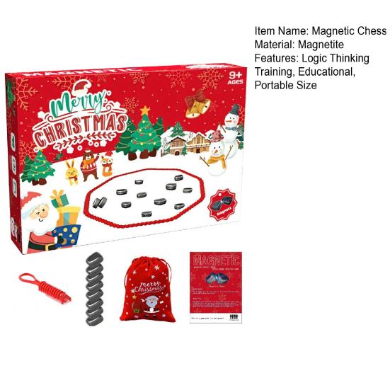 1 set di scacchi magnetici di Natale allegro, gioco di logica, pensiero educativo, gioco da tavolo magnetico, bambini, adulti, famiglia, gioco di strategia interattivo