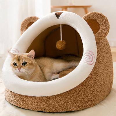 Tüm Mevsimler İçin Kedi Evi Yarı Kapalı Kedi Yatağı Villa Sonbahar ve Kış Kedi Evi Çıkarılabilir ve Yıkanabilir Köpek Evi Evcil Hayvan Malzemeleri
