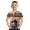 Cute Kitten Summer Boys' Round Neck Comfortable, Breathable and Cool Lion Short-sleeved T-shirt