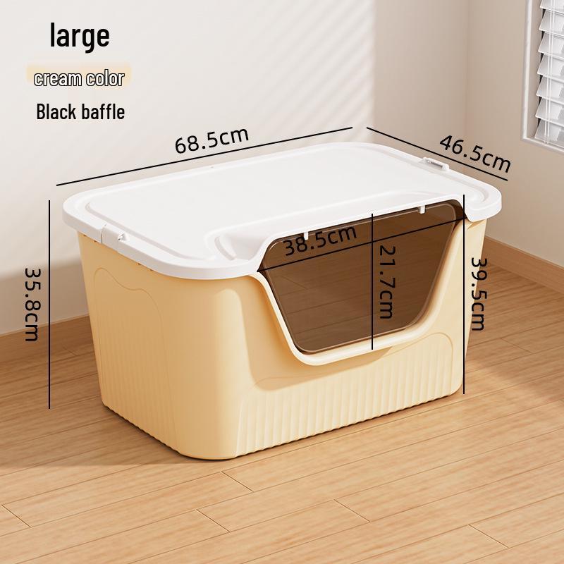 Extra Large Anti-Splash Semi-Enclosed Cat Litter Box with Scoop