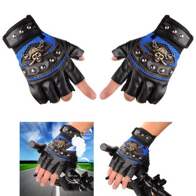PU-läder Motorcykelhandskar Utomhusridning Halvfingerhandskar Punkmotorcykelhandskar Halvfinger