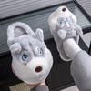 Winter Cartoon Husky Cotton Slippers With Plush Material For Home Comfort