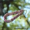 Damen Modeschmuck Armband: Rote Holzmaserung mit Naturstein-Kristall & Edelstahl-Hummerverschluss